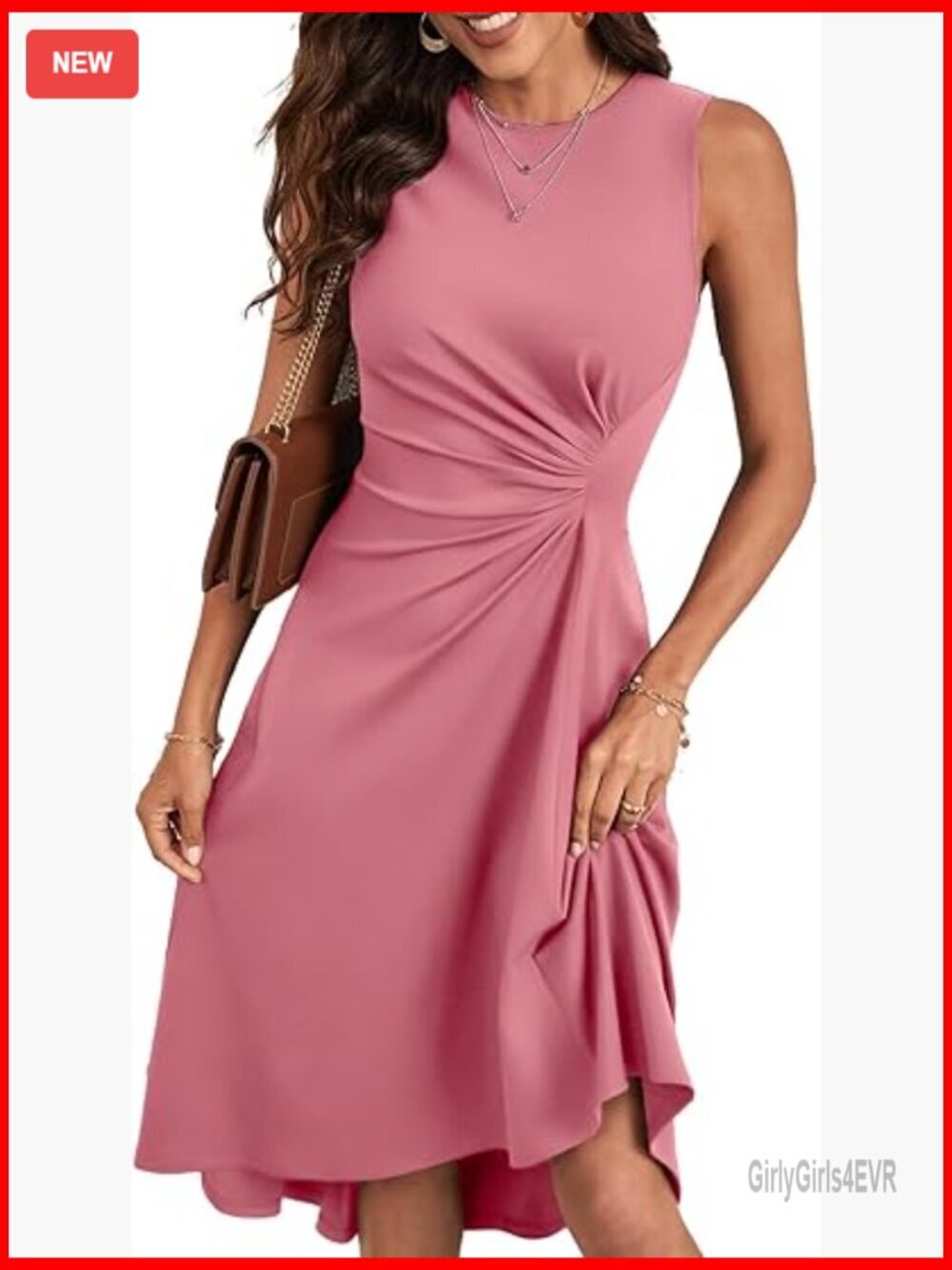 Sleeveless Ruched Waist A-Line High Low Midi Cocktail Dress - Size Up
